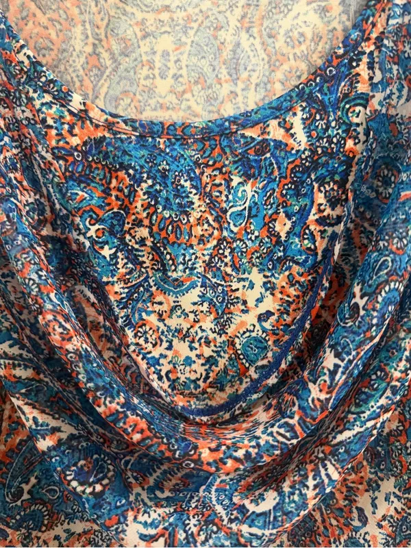 Passports Women's Size L Paisley Cowl Neck Short Sleeve Top - Image 2