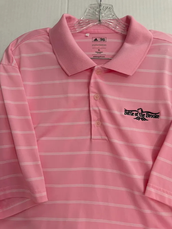 Adidas Pure Motion Pink & White Mens Golf Polo Shirt - Image 4