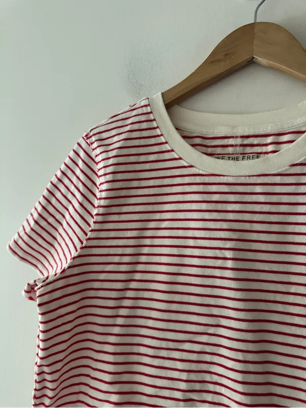 Free People We the Free Red and White Striped Everyday Tee - Image 3