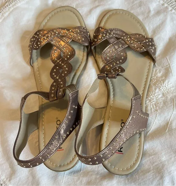 Rialto Gemma Low Wedge Slingback Sandals Bronze Gold Balls NO SIZE Approx 7-7.5 - Image 5