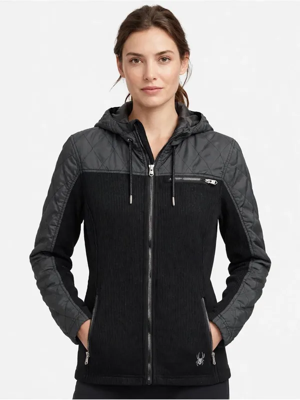 Spyder Black Quilted Lightweight Hooded Unisex Jacket Size SP - Image 2
