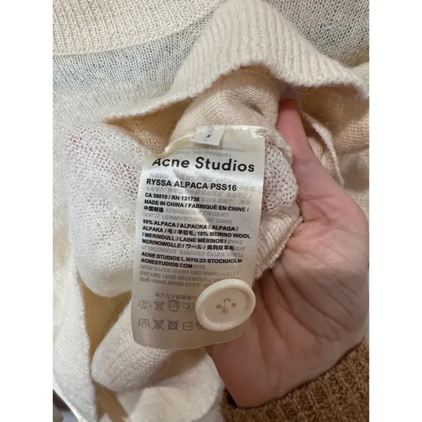 Acne Studios Ryssa Alpaca Merino Wool Cream Cropped‎ Sweater Sz S - Image 6