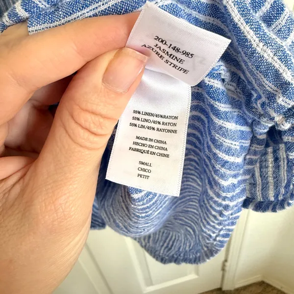 Rails Jasmine Striped Linen Blend Mini Dress Tibet Stripe Blue White S - Image 8