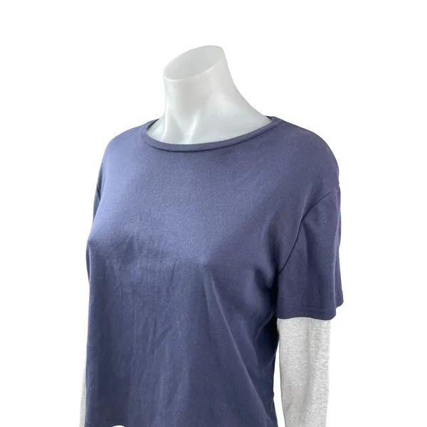 Edikted Women's Navy Blue Long Sleeve Basic Cropped T Shirt Tee Top Size XL - Image 3