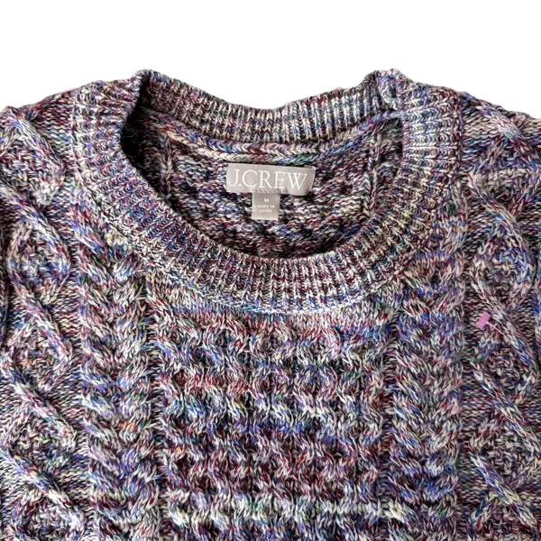 J. Crew Lavender Wool Marled Cable Knit Crewneck Sweater Women's Size Medium - Image 3