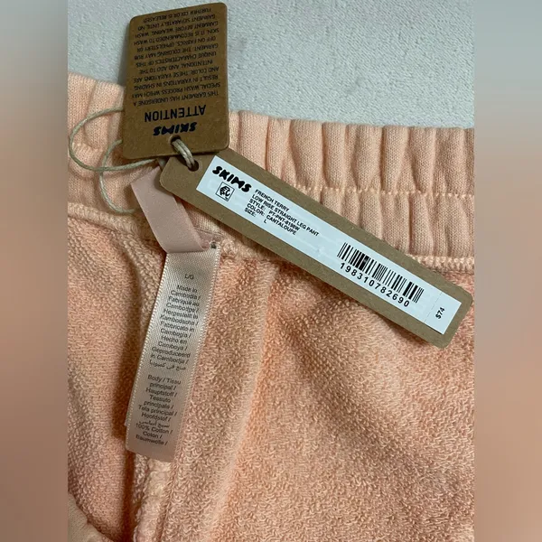 Skims NWT French Terry Low Rise Straight Leg Pant Cantaloupe Size L - Image 9