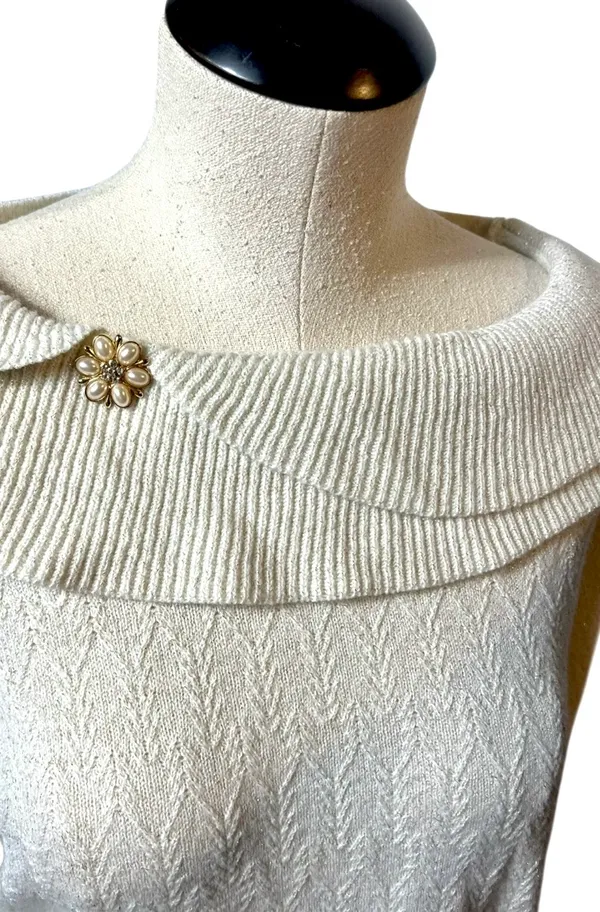 Briggs New York Women’s Drop Shoulder Pearl Pendant Sweater - Image 3