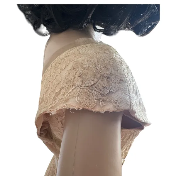 Vintage 1950s 1960s Handmade Champagne Lace Tulle Party Dress XS - Image 16