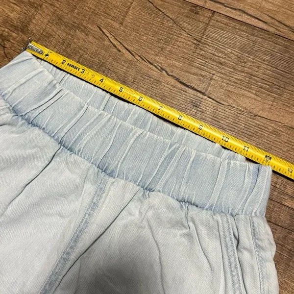 Topshop Light Wash Denim Pull On Elastic High Waist Retro Jort Shorts Size 4 - Image 6
