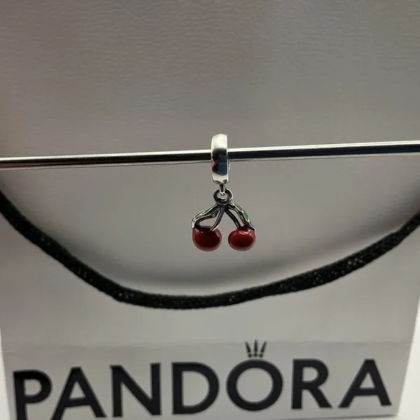 Pandora Asymmetrical Cherry Fruit Dangle Charm 791583C01 S925 ALE Red Enamel - Image 2