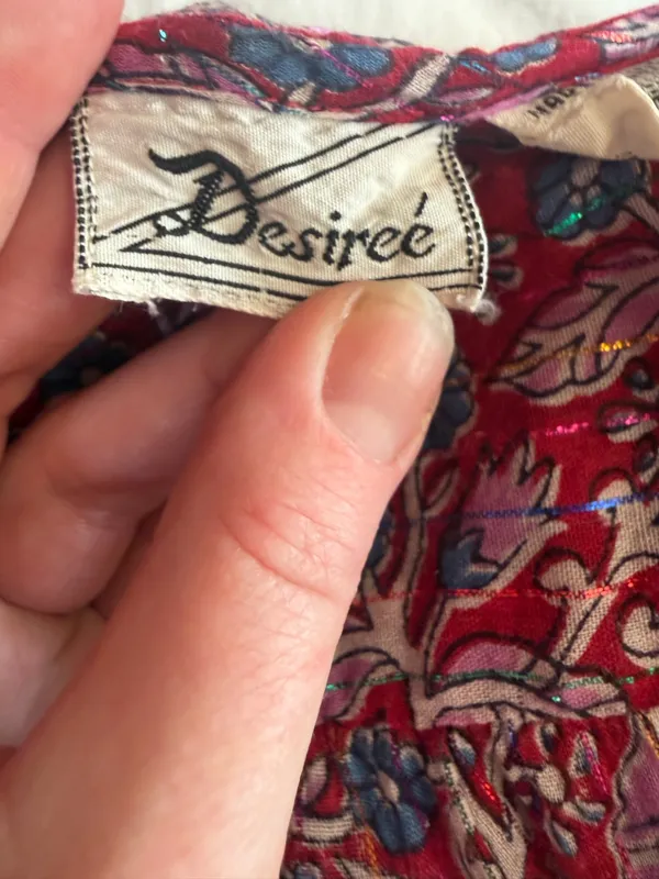 VTG Desiree Boho Whimsical Festival Metallic Floral Lightweight Sheer Maxi Dress medium 40. - Image 9