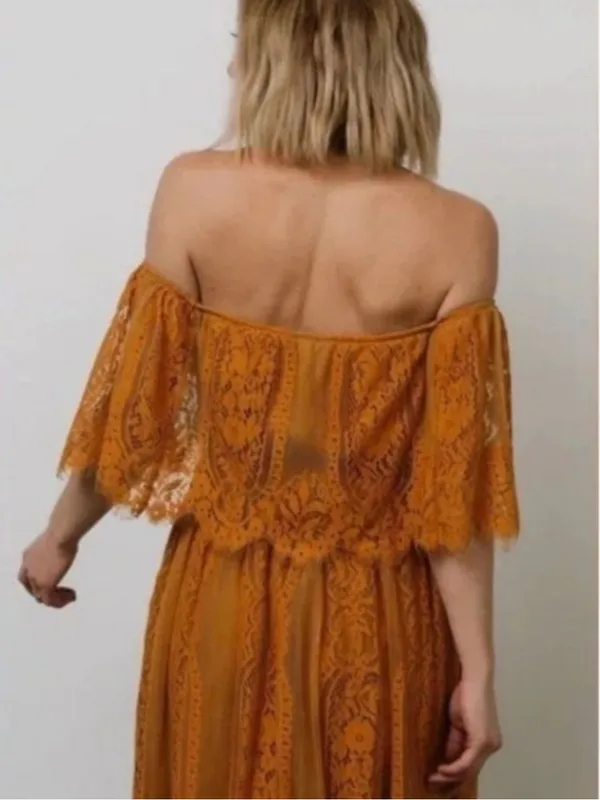 Baltic Born Caroline Lace Maxi Dress Mustard Yellow Small New - Image 2