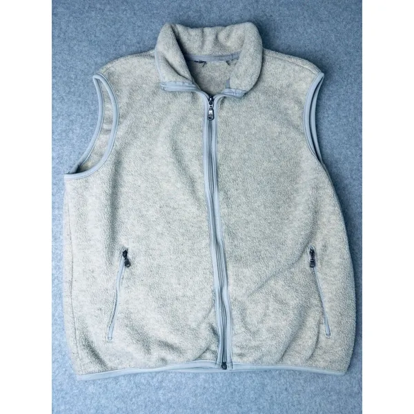 Vintage Eddie Bauer Vest Womens Tan Sherpa ‎ Fleece Full Zip Medium Polartec - Image 3