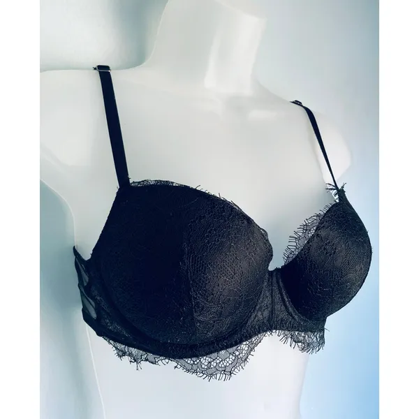 Victoria's Secret Bra Dream Angels Lined Demi 36B Black Lace Whimsigoth - Image 2