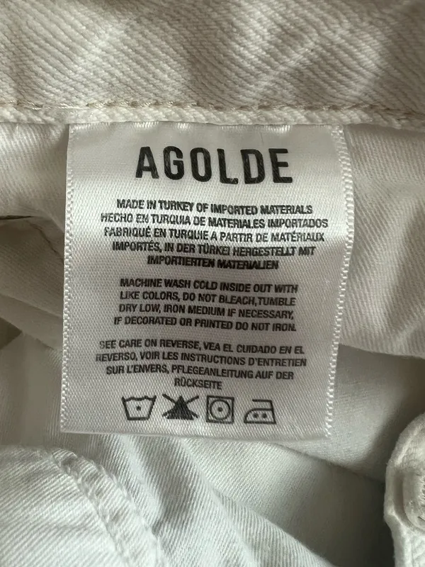 AGOLDE Women’s 90’s Straight Leg White Enamel Denim Distressed Button Fly Jeans - Image 5