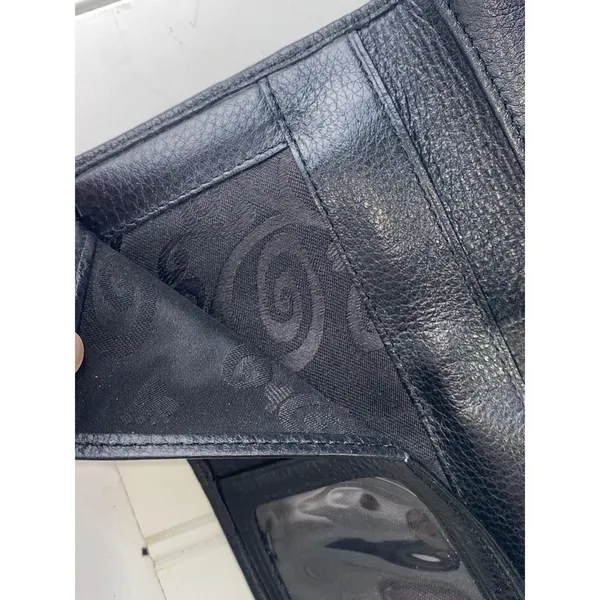 Brighton Black Leather Convertible Crossbody Wallet Croc Heart No Strap - Image 6