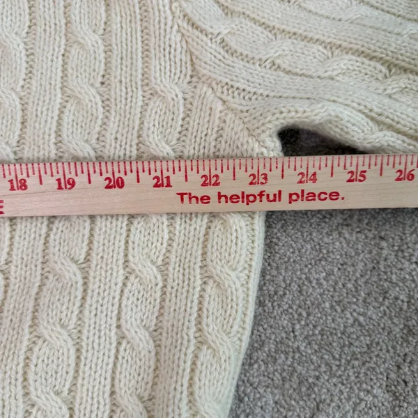 Brandy Melville Wool Cable Knit‎ Sweater One Size L/XL Cream V-Neck Fisherman - Image 7