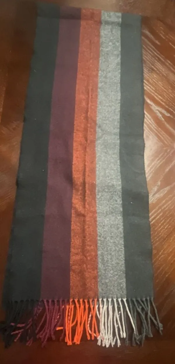 Made In Scotland 100% Cashmere Multi-Color Striped Winter Scarf - Image 2