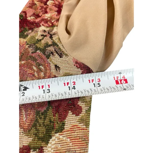 Tapestry Floral Crop Top Square Neck Puff Sheer Sleeve Renaissance Cottage Top S - Image 9