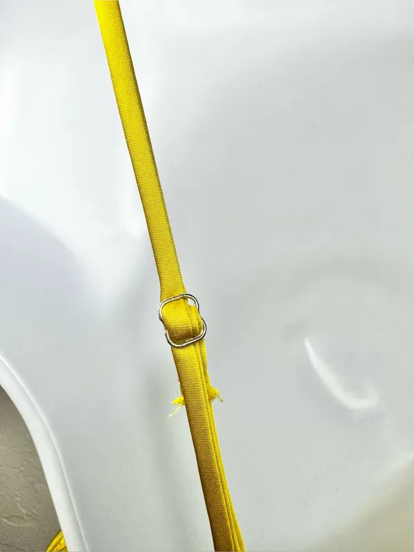 Zara Yellow Satin Finish Slip Dress with White Lace Trim Size Small - Image 11