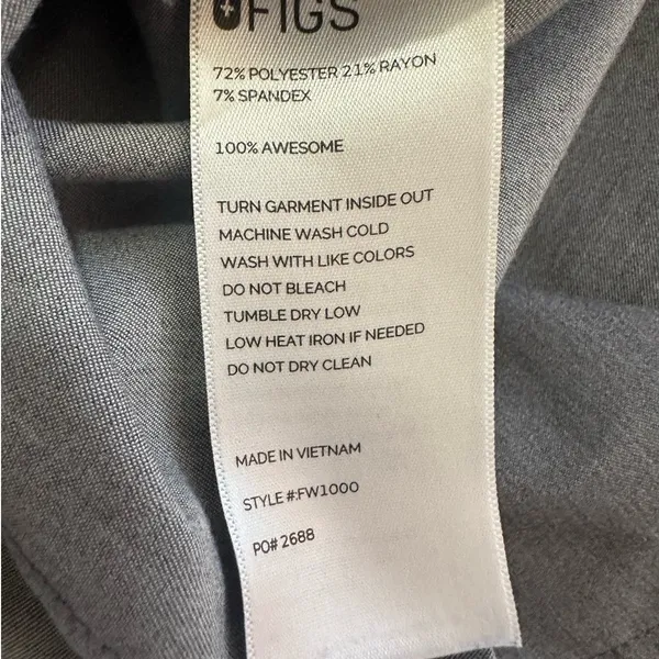 Figs Graphite One Pocket Scrub Top Size Small - Image 6
