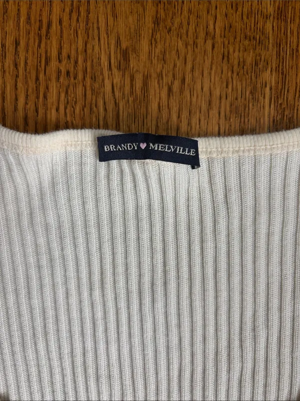 Brandy Melville Ribbed Button-Front Long Sleeve Cream Cardigan XS/S/OS - Image 2