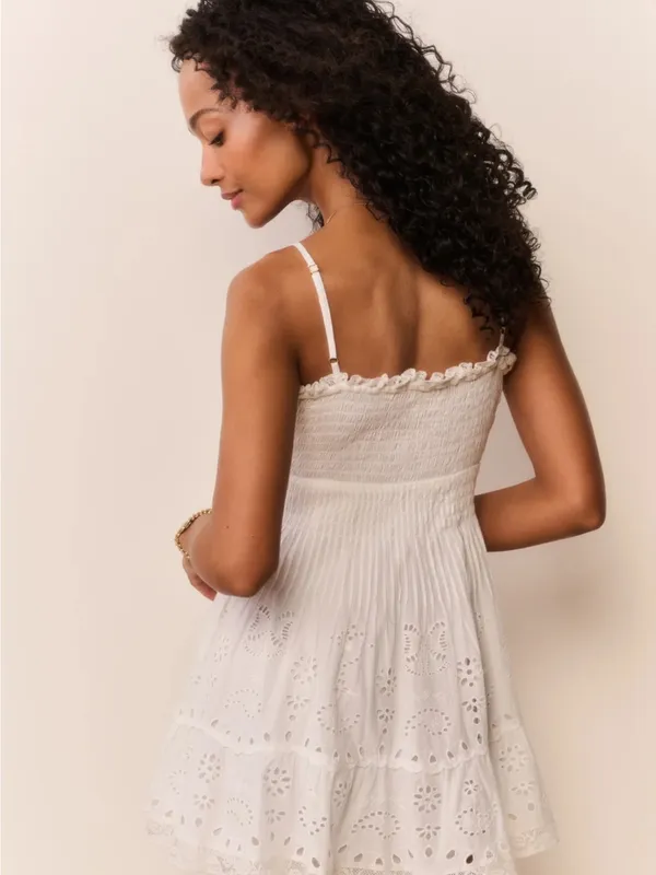 LoveShackFancy Azar Cotton Bandana Eyelet Mini Dress Size Medium - Image 2