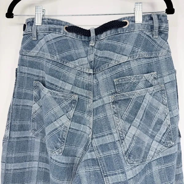 Böhme Judy Plaid Barrel Jeans Womens Medium High Rise Patchwork Cropped NEW - Image 7