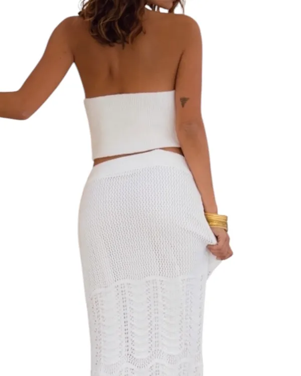 NWT 12th Tribe Trinity Knit Sequin Halter Top White L Cropped Soft - Image 3