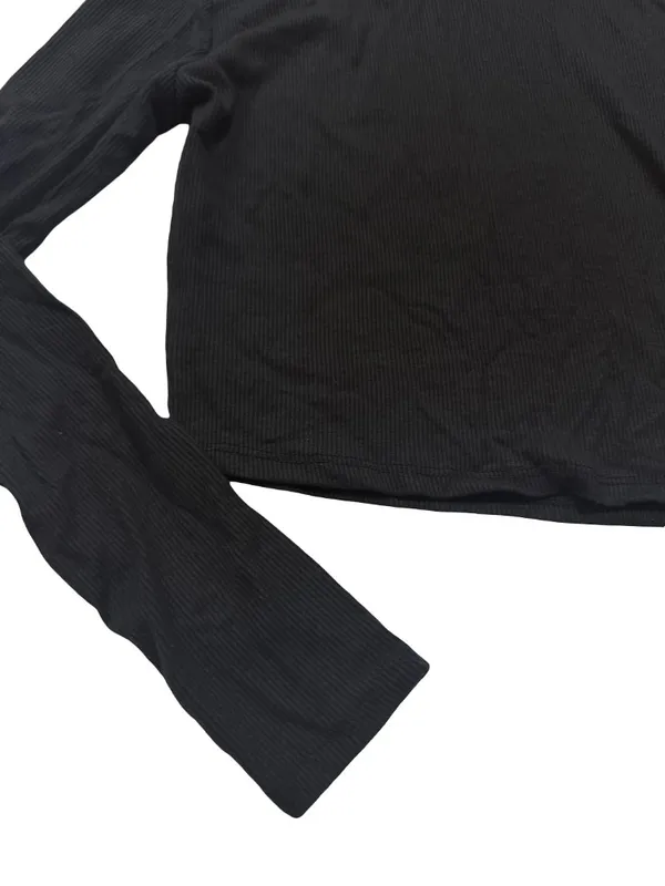 Full Tilt Black Ribbed Knit Long Sleeve Crop Top Shirt Turtleneck Medium Women's - Image 6