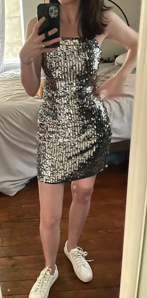 H&M Silver Sequin Bodycon Dress - Image 4