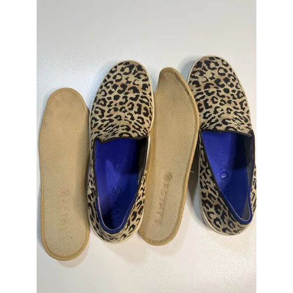 Rothy's Original Slip On Womens Tan Black Knit Leopard Casual Flat Shoes Size 10 - Image 5