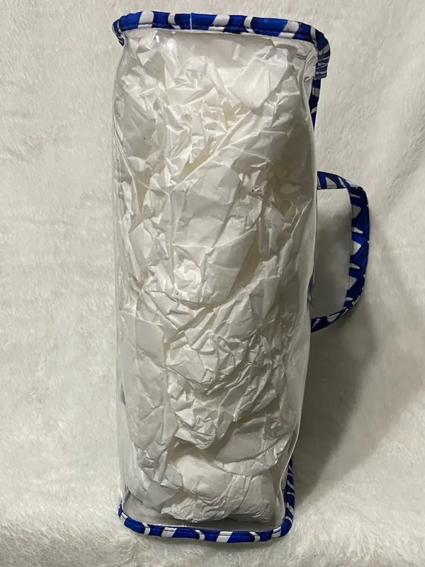 Blue Patterned Clear Travel Tote - Image 6