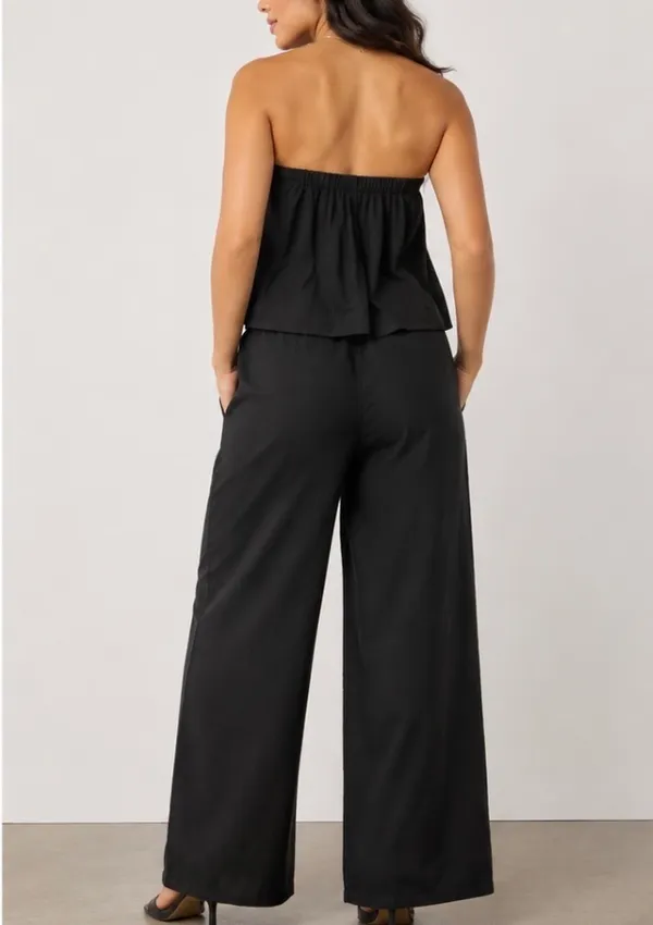 Tankaneo~ Strapless Black Wide-Leg Pants Set. Size XS - Image 4