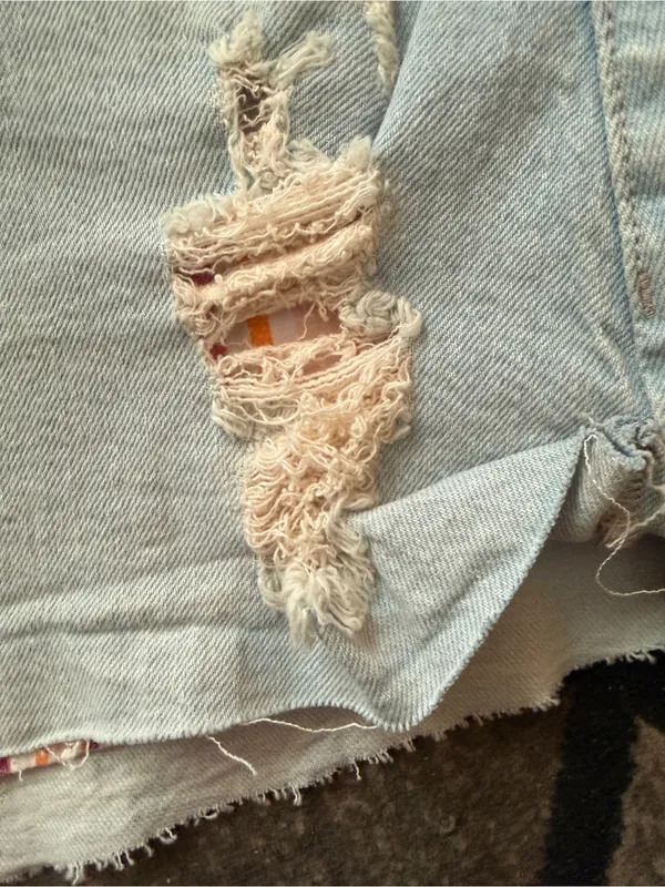 No Boundaries Light Blue Distressed Jean Shorts - Image 3