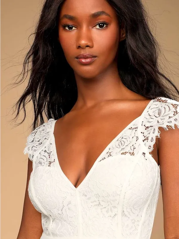 NWOT Lulus Bridal Cherish You Always White Lace Maxi Dress XS - Image 2