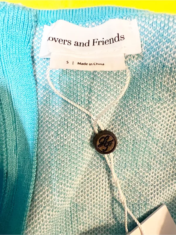 Lovers + Friends Marva Seafoam Knit Full Zip Back Crewneck Sweater Crop Tank - Image 7