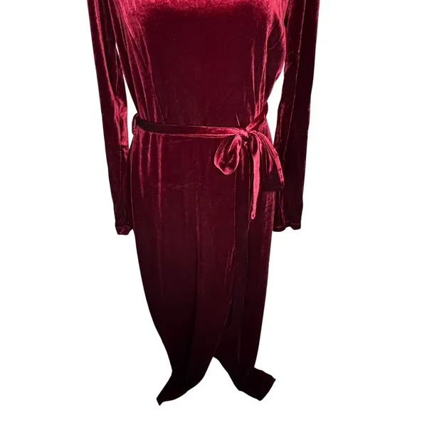 Windsor Dark Red Velvet Maxi Dress L Gothic Romance Formal Gown - Image 6