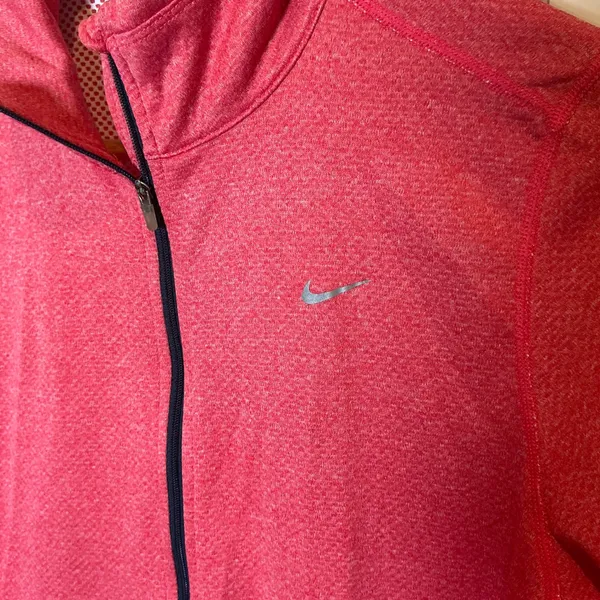 Nike Dri-FIT Womens Running Jacket Pink Heather Full Zip Thumbholes Large - Image 2