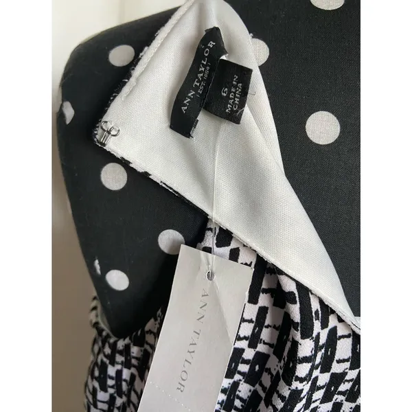 Ann Taylor Womens Dress Size 6 Black White Fit & Flare Sleeveless‎ Textured NEW - Image 5