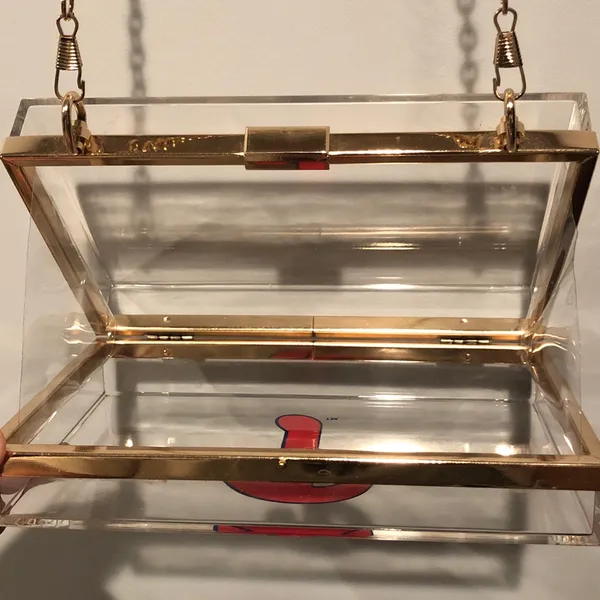 Philadelphia Phillies Clear Acrylic Box Clutch with Gold Chain - Image 5