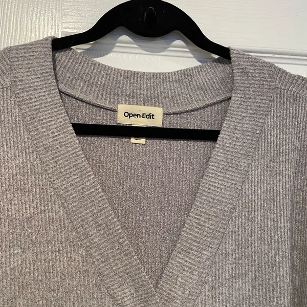 NWOT Open Edit Size S Oversized gray Ribbed Knit Button Front Cardigan Sweater - Image 2