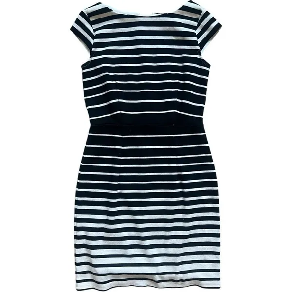 Womens Ann Taylor Loft Black & White Chic Sheath Dress - Sz 0 Petite 0P - Image 2