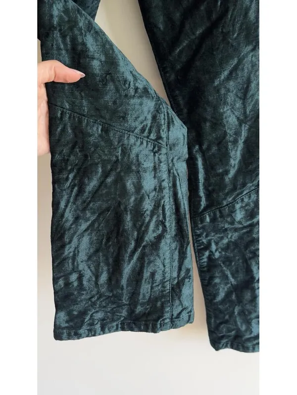 Free People Green Velvet Crop Bootcut Pants Size 28 Emerald Stretch - Image 9