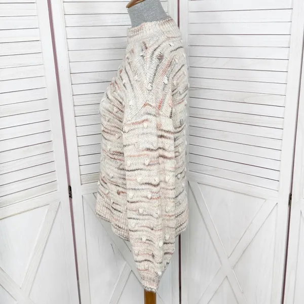 Loft Space Dyed Knobby Bobble Mock Neck‎ Sweater Cream Beige XSmall XS - Image 3