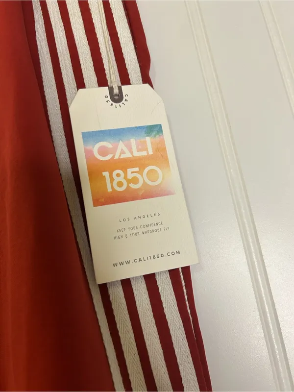 NWT Cali 1850 Track Pants with White Stripe and Elastic Waistband Size Large - Image 2
