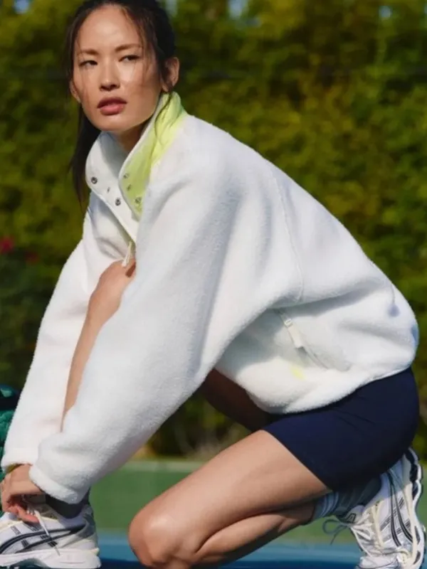 NWT Free People Hit The Slopes Colorblock Fleece Pullover in White Citrus Combo - Image 3