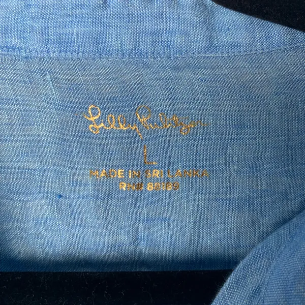 Lilly Pulitzer Women Size Large Blue 100%‎ Line Long Sleeve Button Down Shirt - Image 2