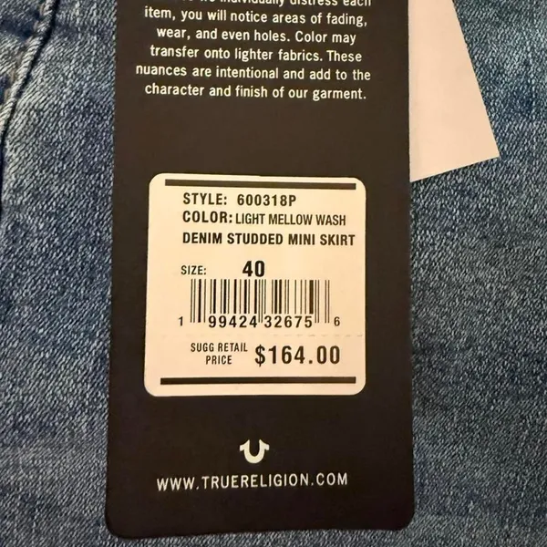 True Religion Studded Denim Mini Skirt Light Mellow Wash - Image 9