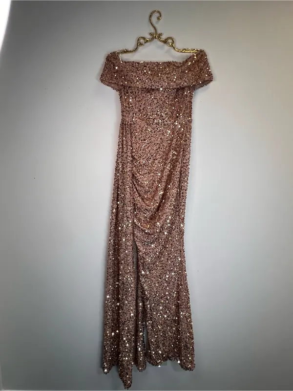 Miss Ord Off Shoulder Sequin High Split Prom Dress XH2132 - Image 6